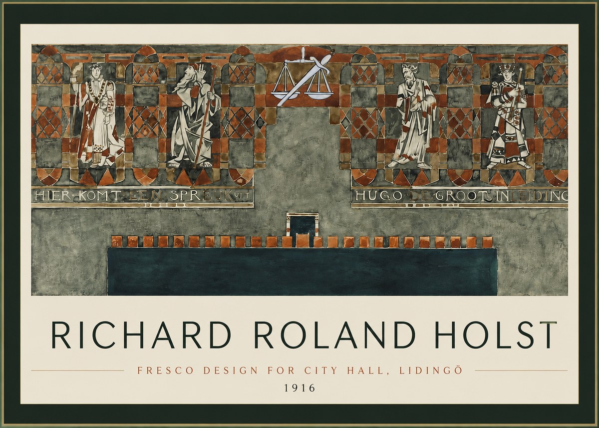 Richard Roland Holst Fresco Design - City Hall, Lidingö No2 - Plakat