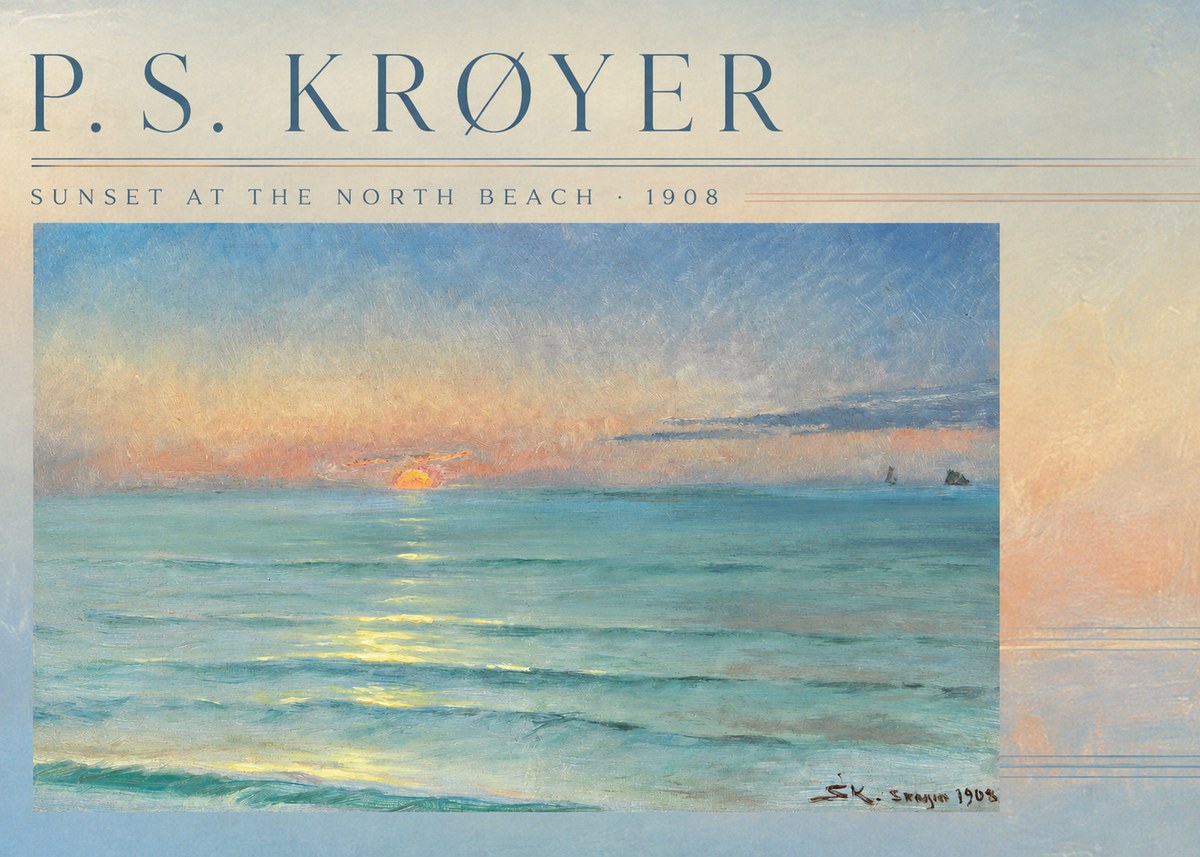 P.S. Krøyer Sunset at the North Beach No3 - Plakat
