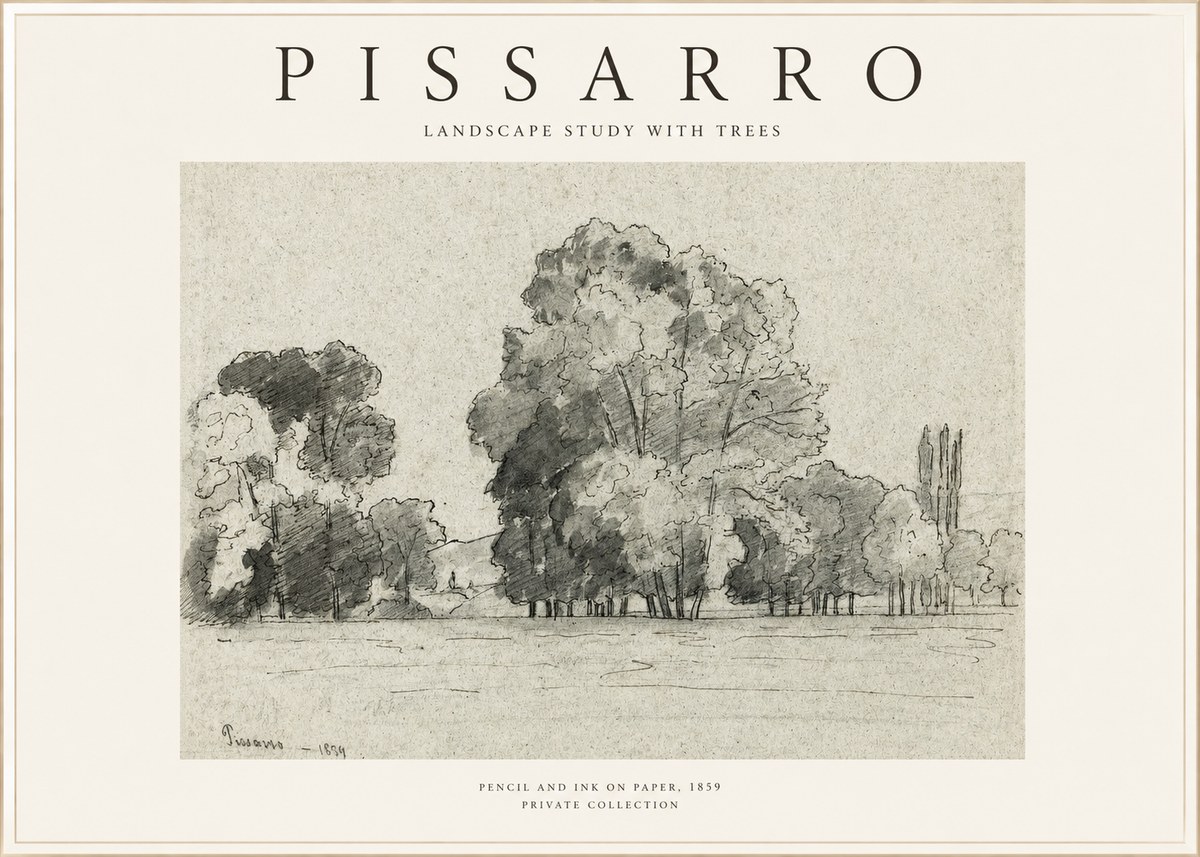Pissarro Landscape Study with Trees No1 - Plakat