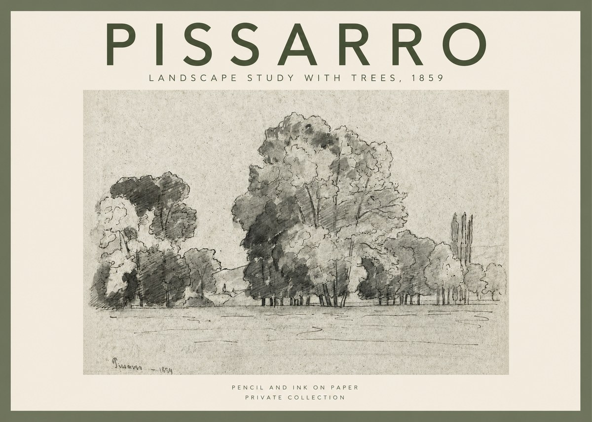 Pissarro Landscape Study with Trees No2 - Plakat