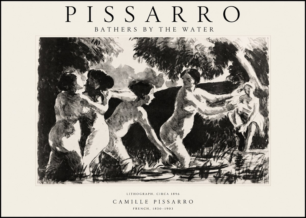Pissarro Bathers by the Water No1 - Plakat