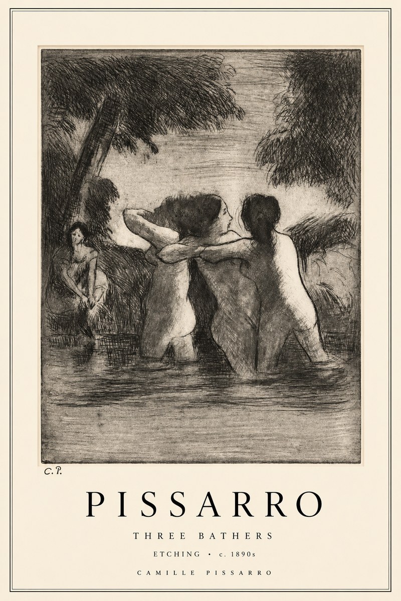 Pissarro Three Bathers No2 - Plakat