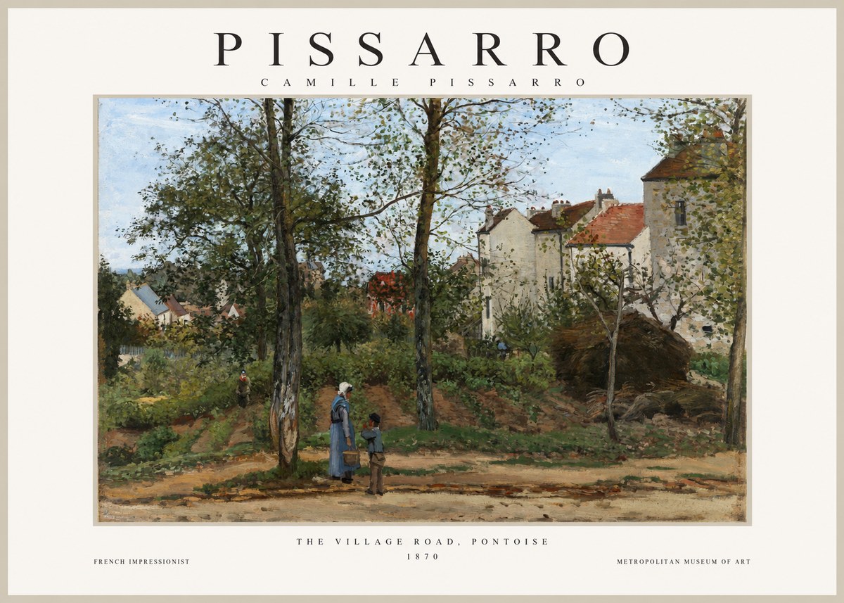 Pissarro The Village Road, Pontoise No1 - Plakat