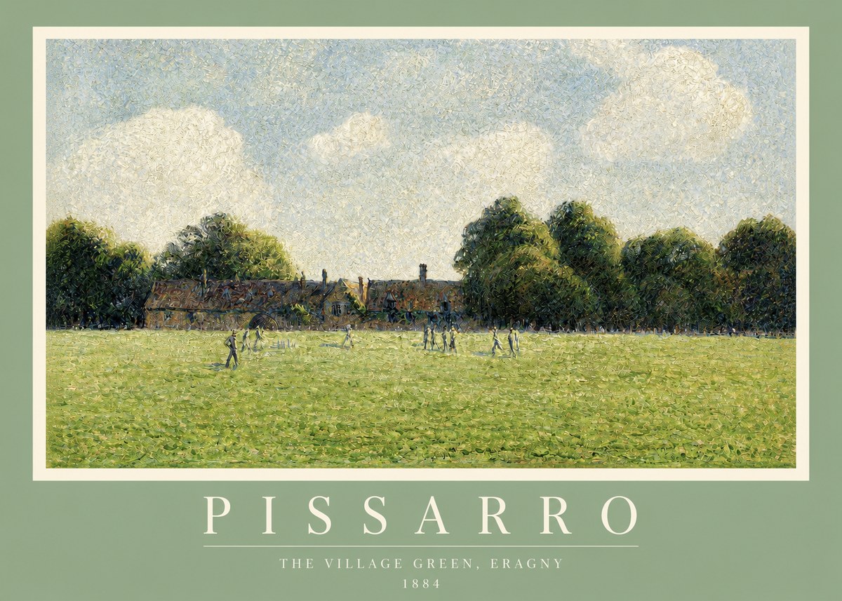 Pissarro The Village Green, Eragny No2 - Plakat