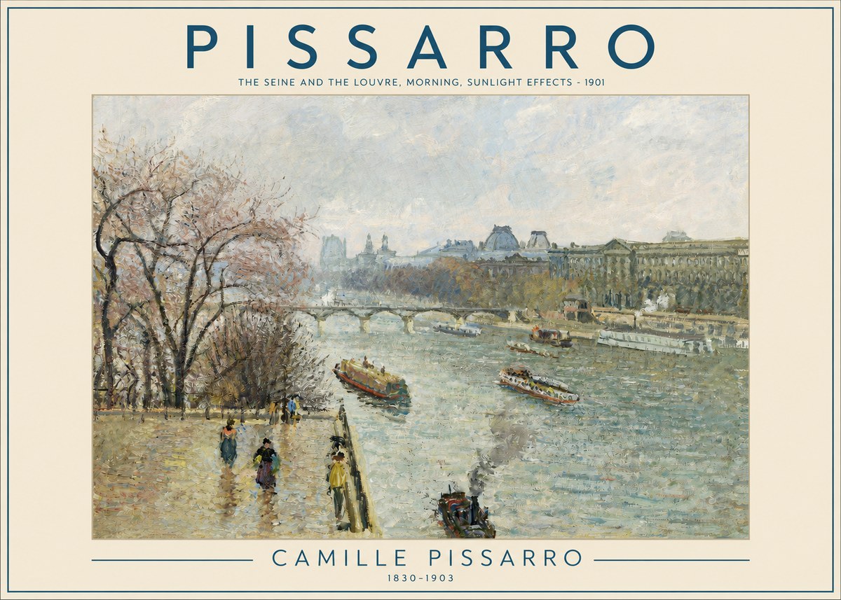 Pissarro The Seine and the Louvre, Morning, Sunlight Effects - 1901 No2 - Plakat
