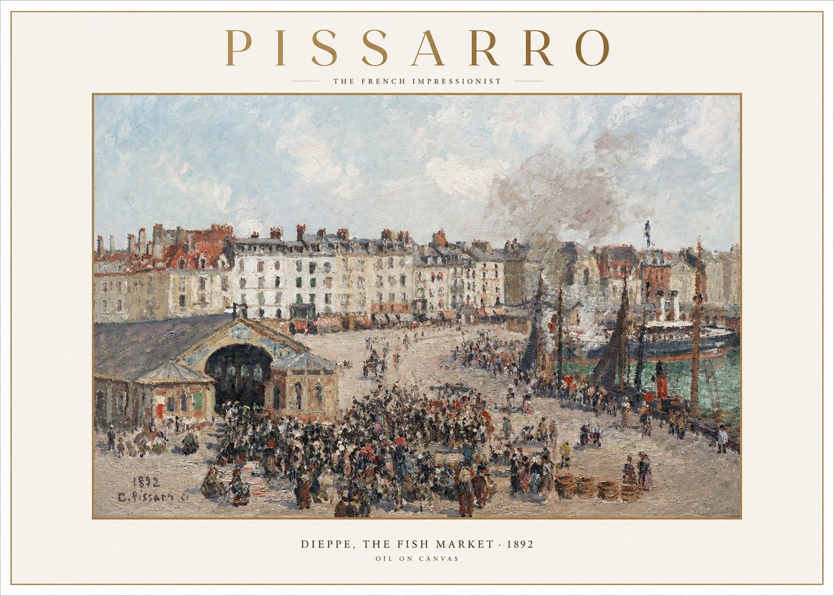 Pissarro Dieppe, the Fish Market No1 - Plakat
