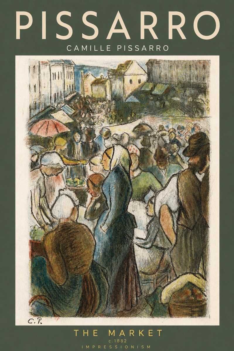 Pissarro The Market, Pontoise No2 - Plakat