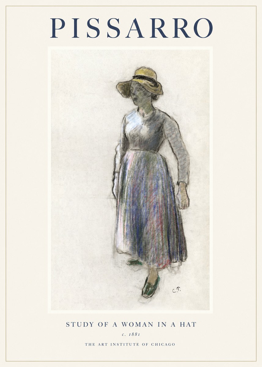 Pissarro Study of a Woman in a Hat No1 - Plakat