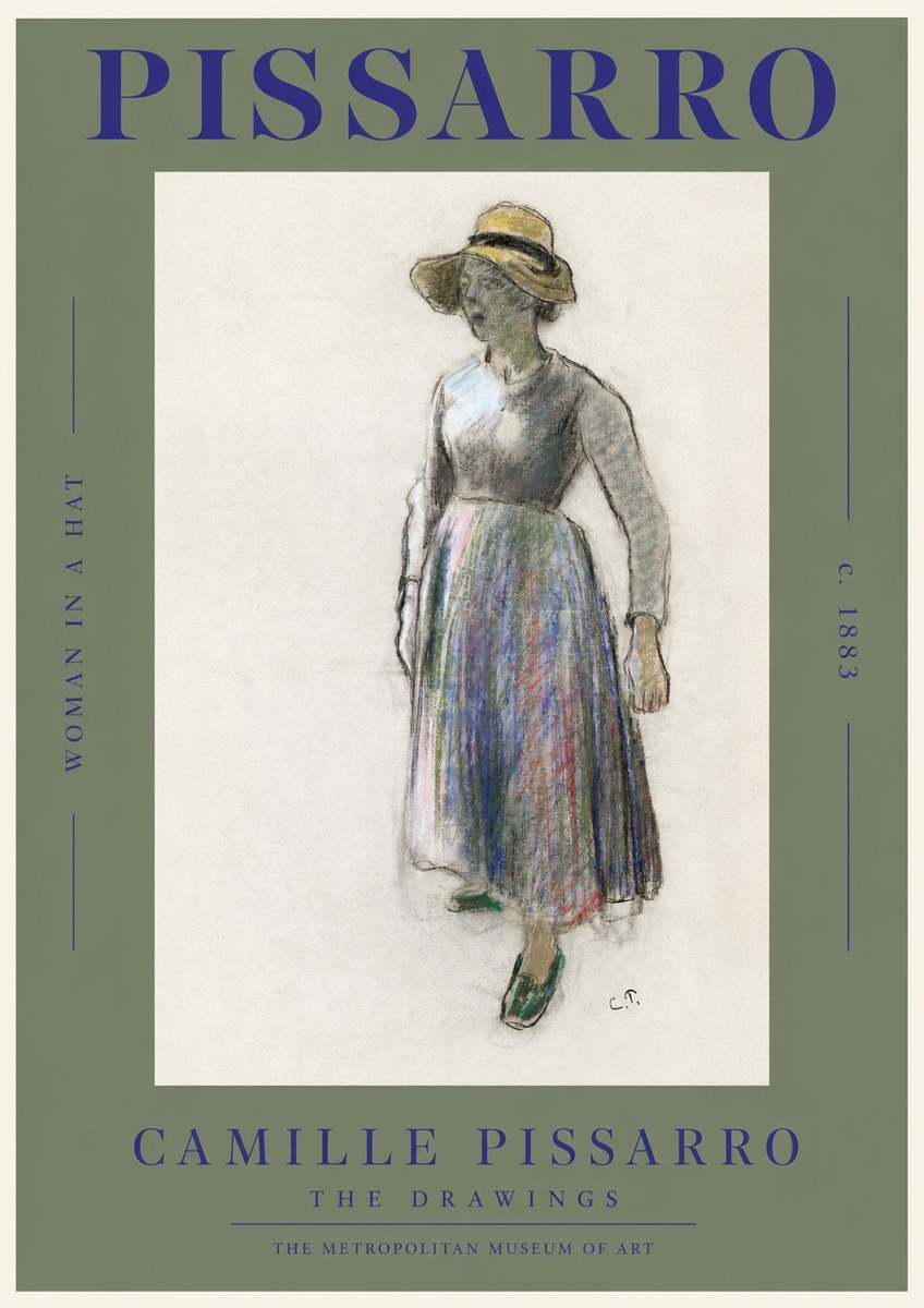 Pissarro Study of a Woman in a Hat No2 - Plakat