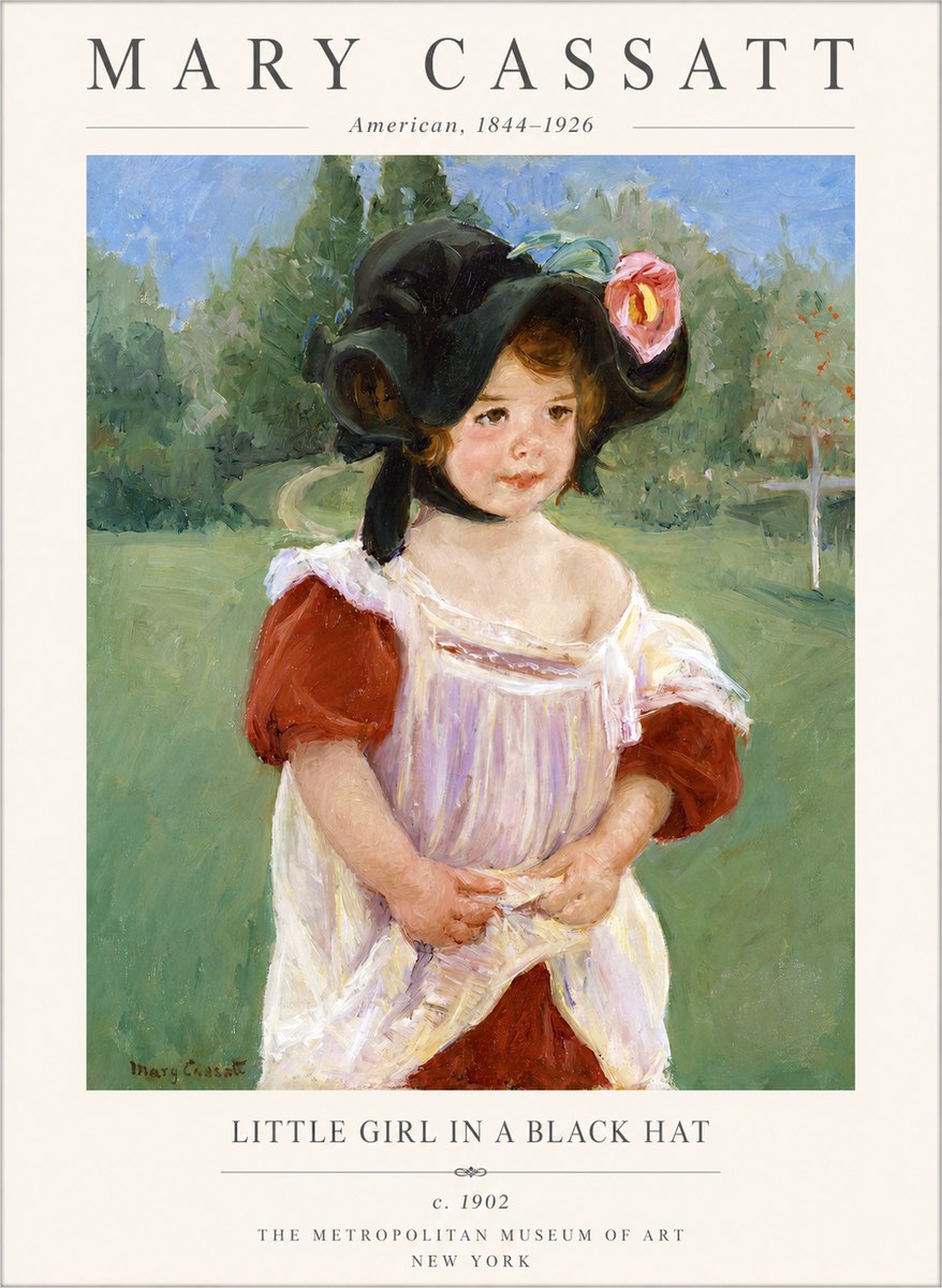 Mary Cassatt Little Girl in a Black Hat No1 - Plakat