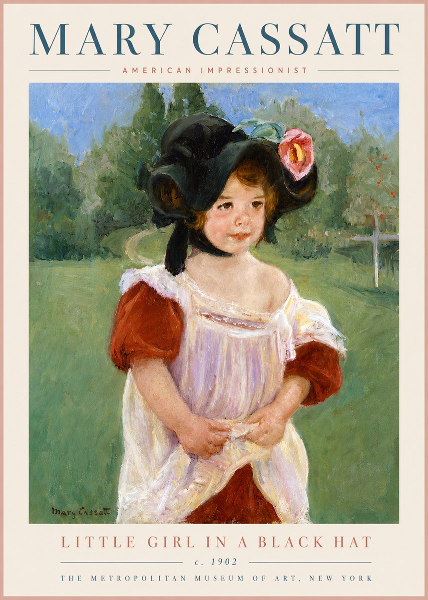 Mary Cassatt Little Girl in a Black Hat No3 - Plakat
