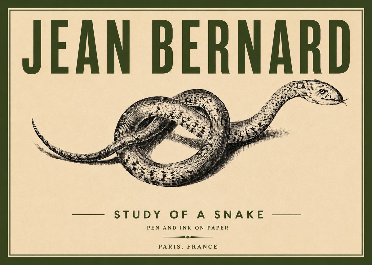 Jean Bernard Study of a Snake No6 - Plakat