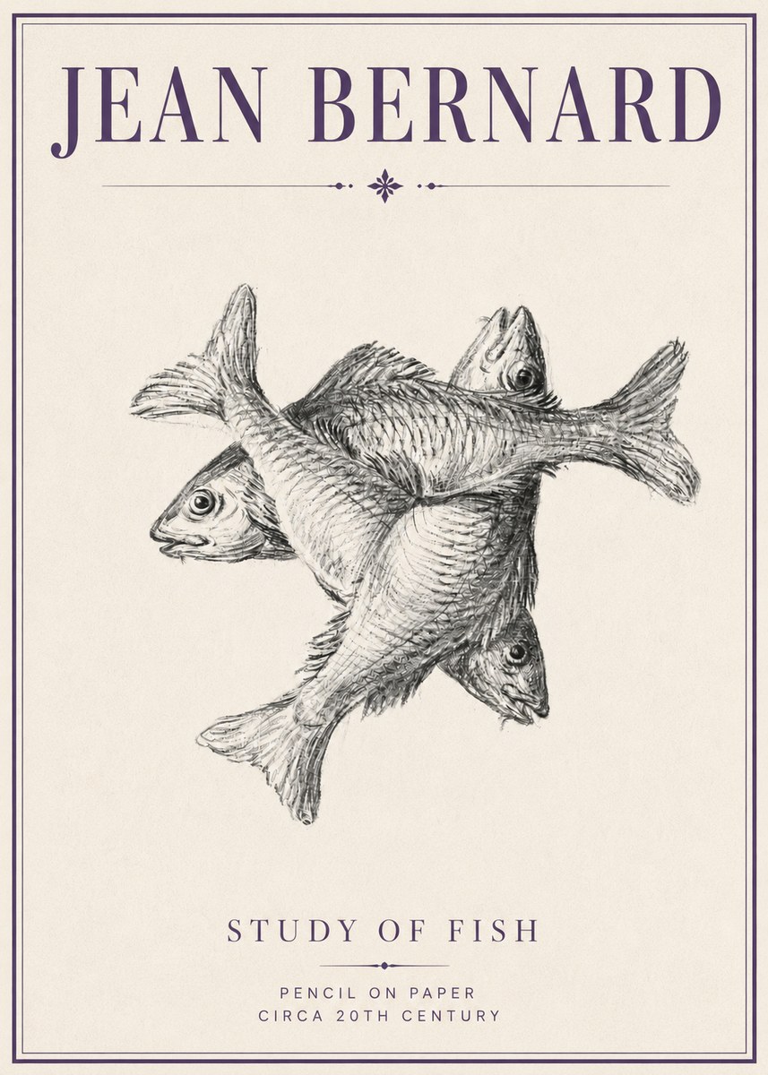 Jean Bernard Study of Fish No4 - Plakat