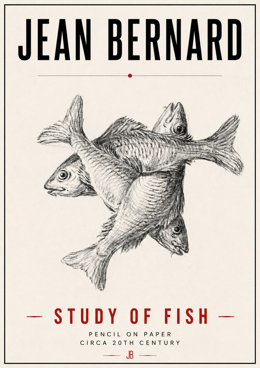 Jean Bernard Study of Fish No6 - Plakat