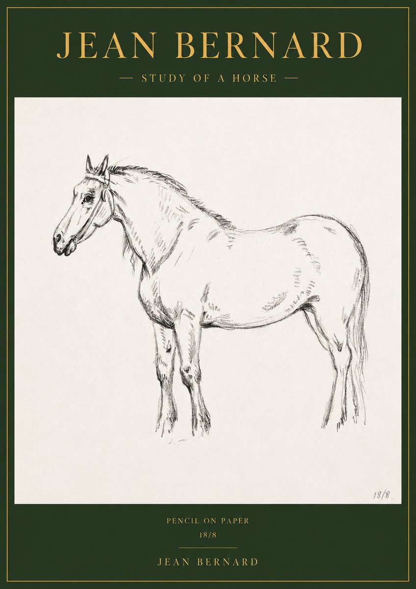 Jean Bernard Study of a Horse XVII No3 - Plakat