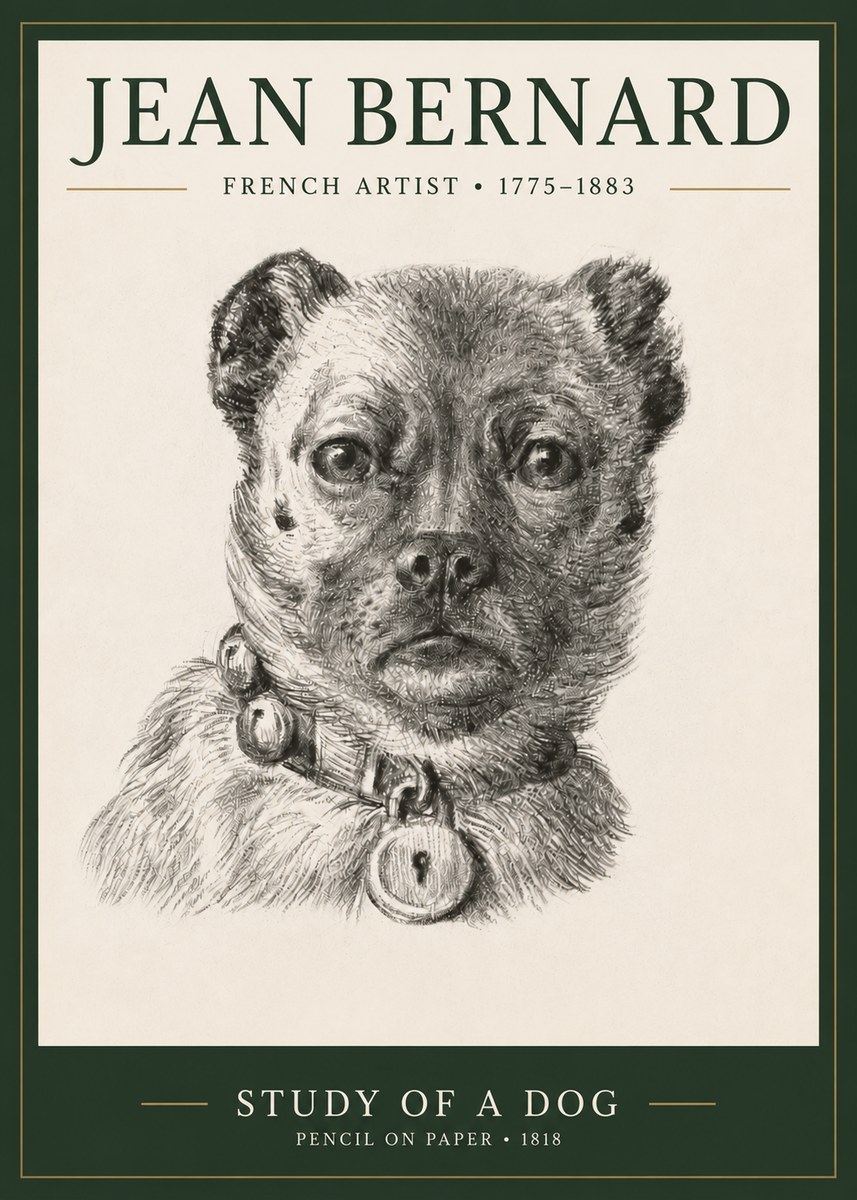 Jean Bernard Study of a Dog IV No3 - Plakat
