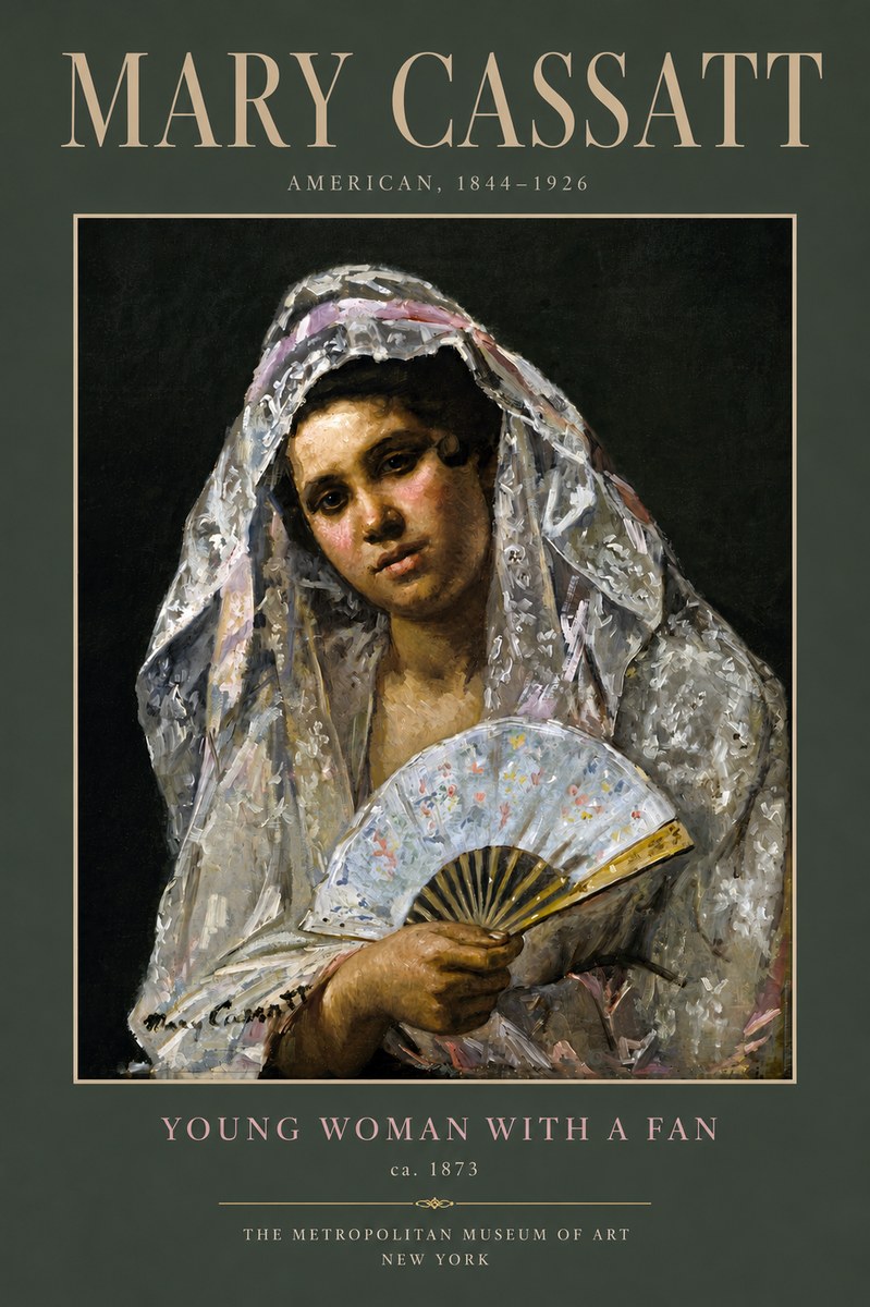 Mary Cassatt Young Woman with a Fan II No5 - Plakat