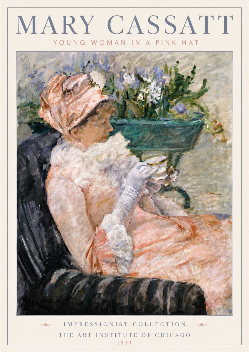 Mary Cassatt Young Woman in a Pink Hat No6 - Plakat