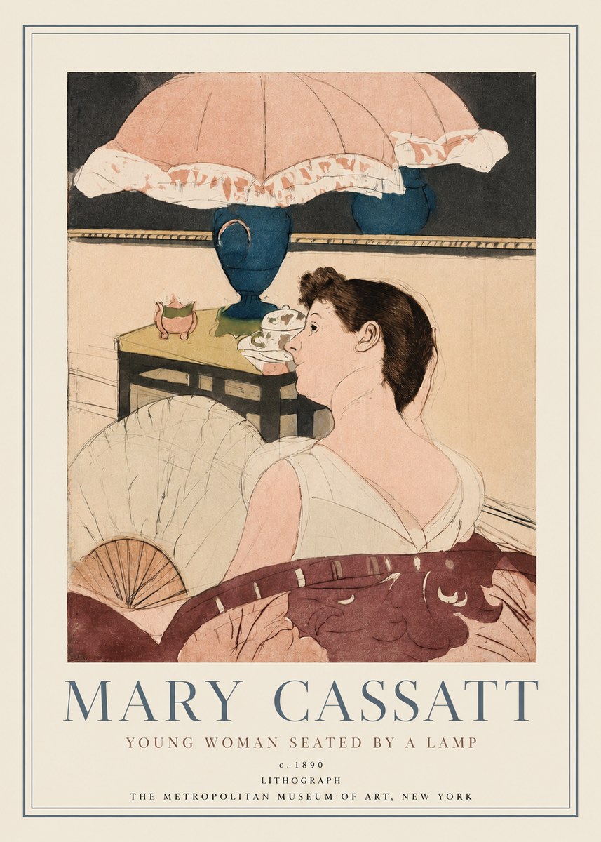 Mary Cassatt Young Woman Seated by a Lamp No3 - Plakat