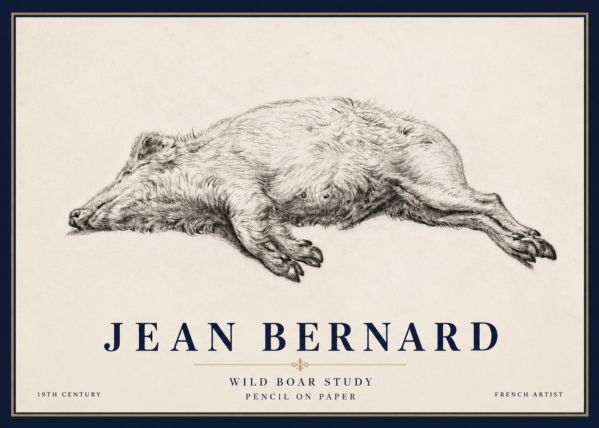 Jean Bernard Wild Boar Study No6 - Plakat