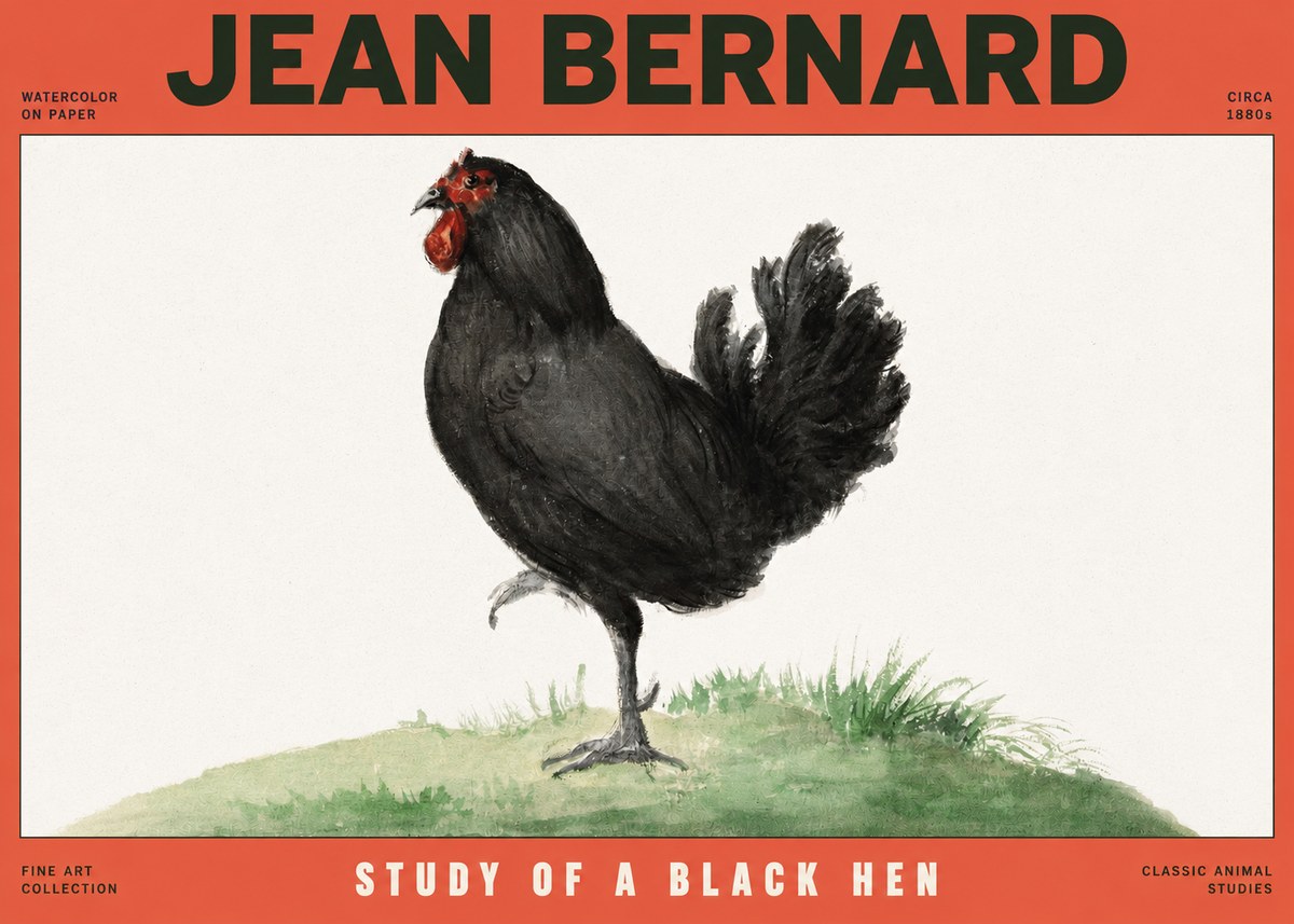 Jean Bernard Study of a Black Hen No2 - Plakat