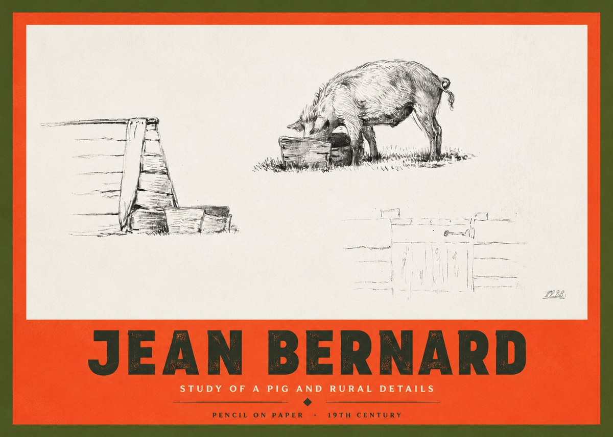 Jean Bernard Pig Study No4 - Plakat