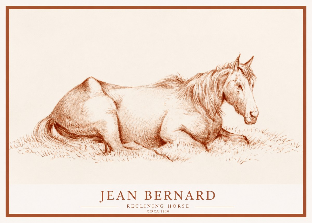 Jean Bernard Reclining Horse No1 - Plakat