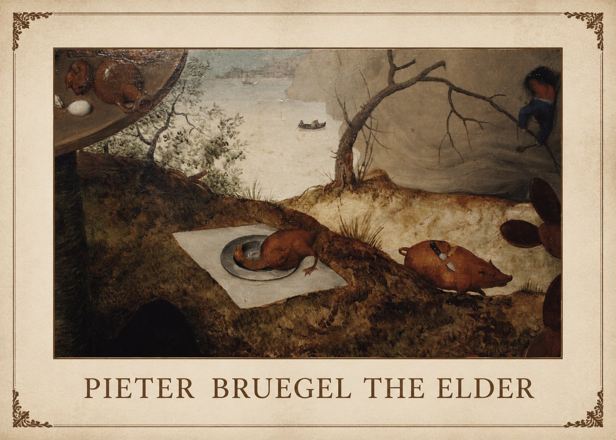 Pieter Bruegel The Pig Is Stabbed No1 - Plakat