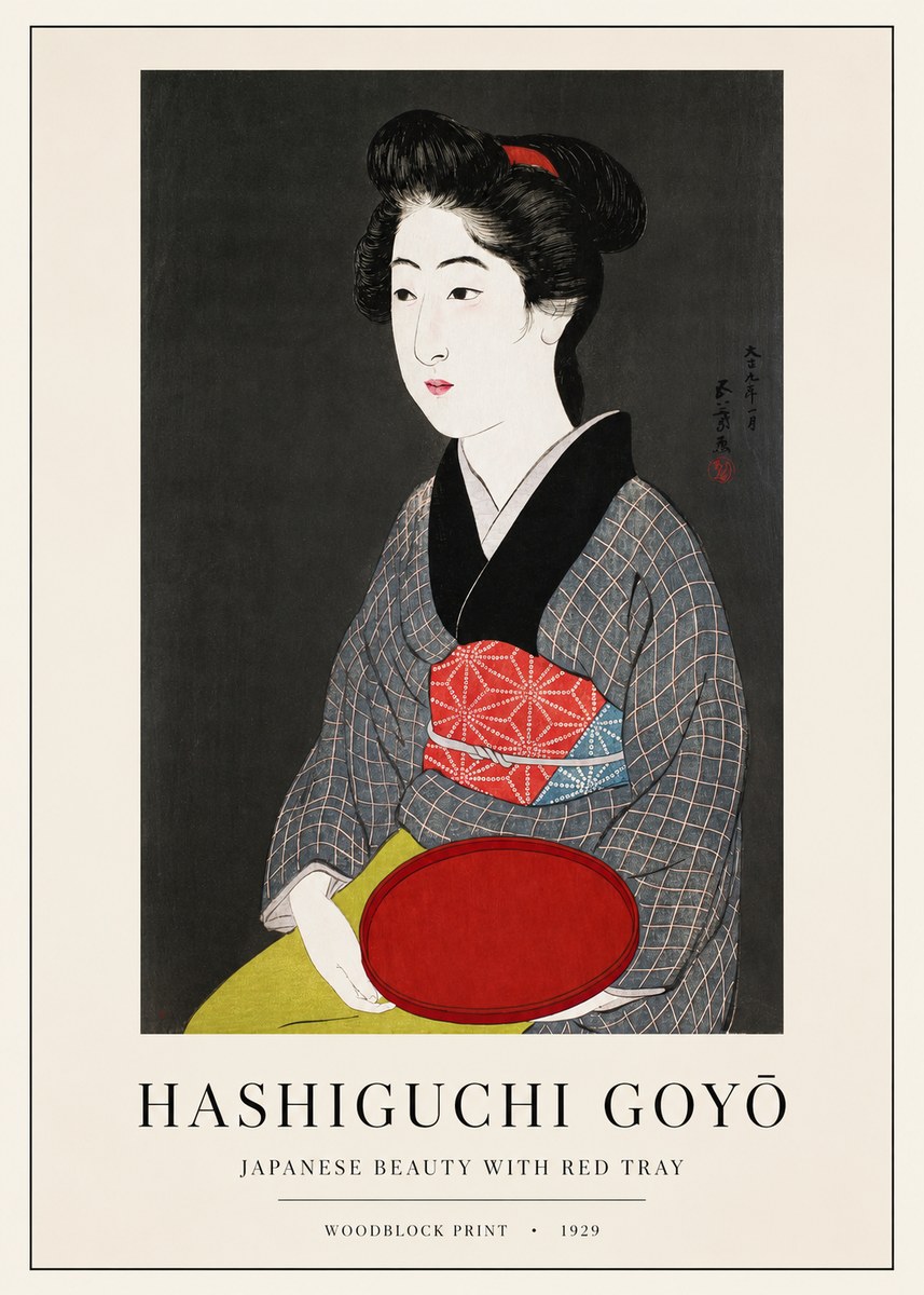 Hashiguchi Goyō Japanese Beauty with Red Tray No1 - Plakat