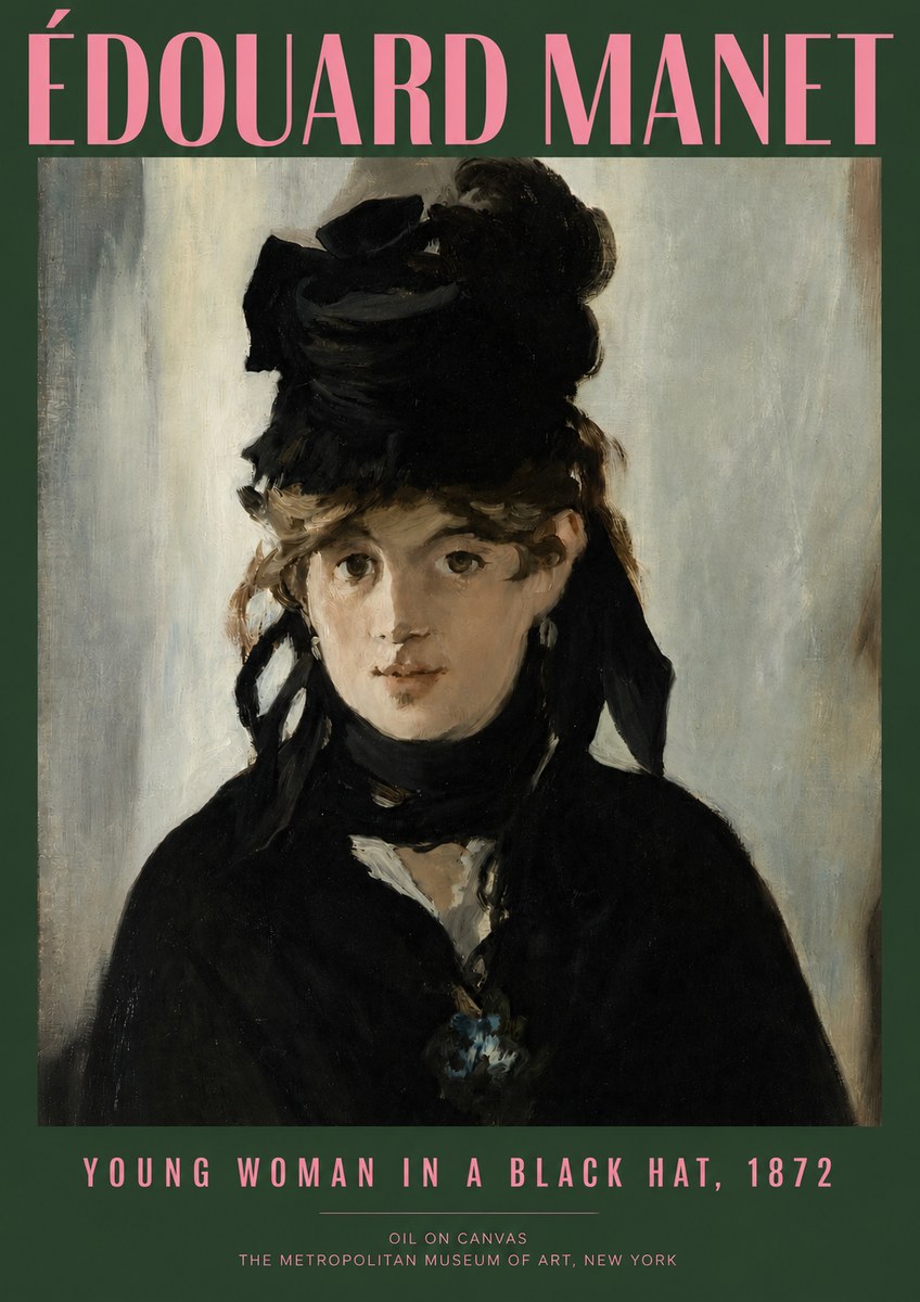 Édouard Manet Young Woman in a Black Hat, 1872 No2 - Plakat