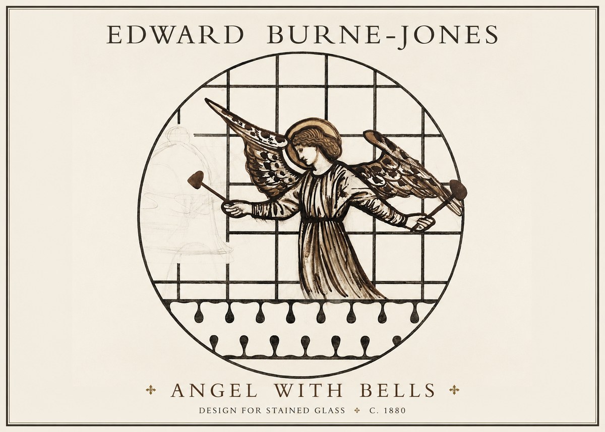 Edward Burne-Jones Angel with Bells (Study) No2 - Plakat