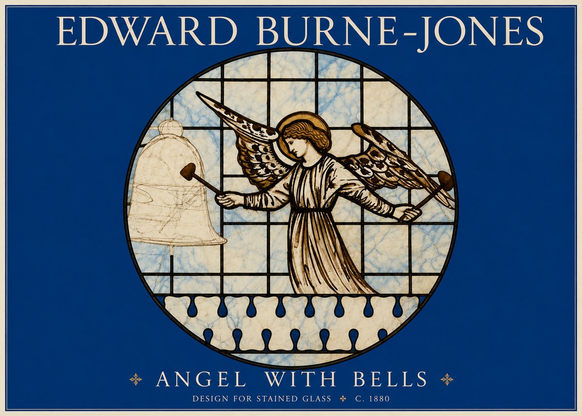 Edward Burne-Jones Angel with Bells (Study) No4 - Plakat