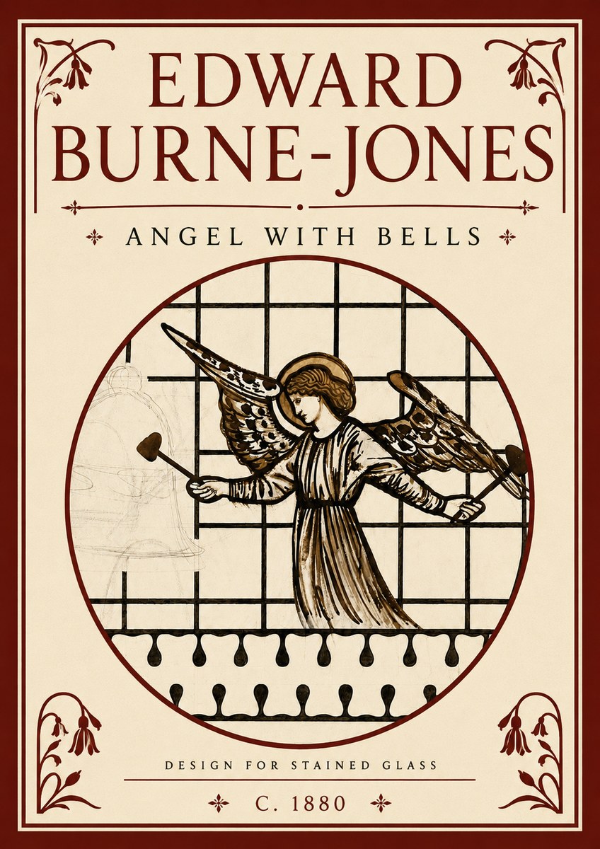 Edward Burne-Jones Angel with Bells (Study) No6 - Plakat