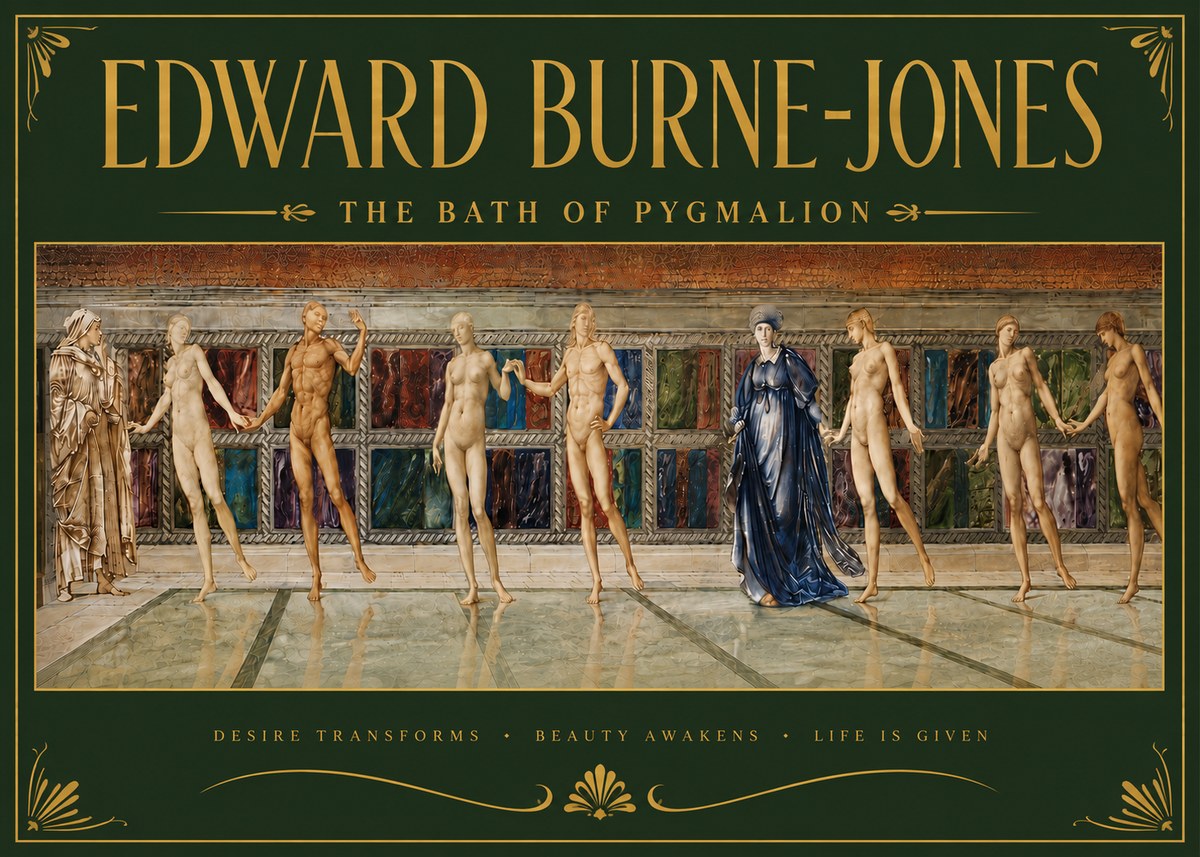 Edward Burne-Jones The Bath of Pygmalion No6 - Plakat