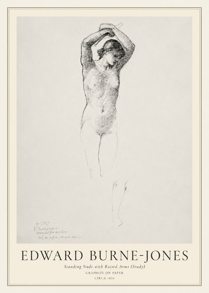 Edward Burne-Jones Standing Nude with Raised Arms (Study) No1 - Plakat