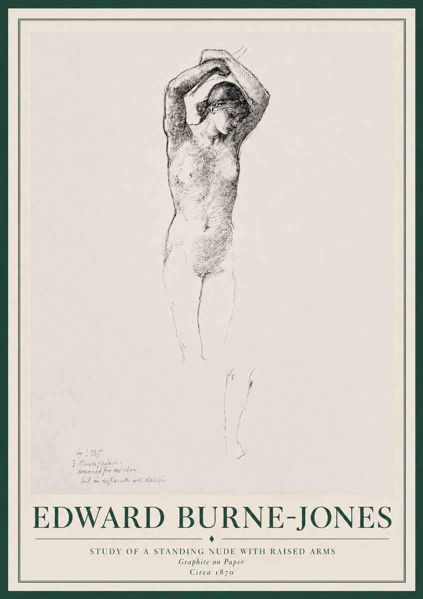 Edward Burne-Jones Standing Nude with Raised Arms (Study) No3 - Plakat