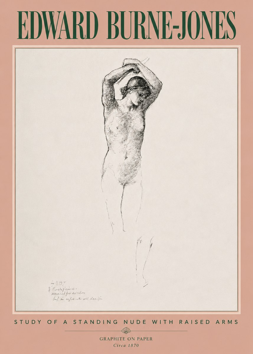 Edward Burne-Jones Standing Nude with Raised Arms (Study) No5 - Plakat