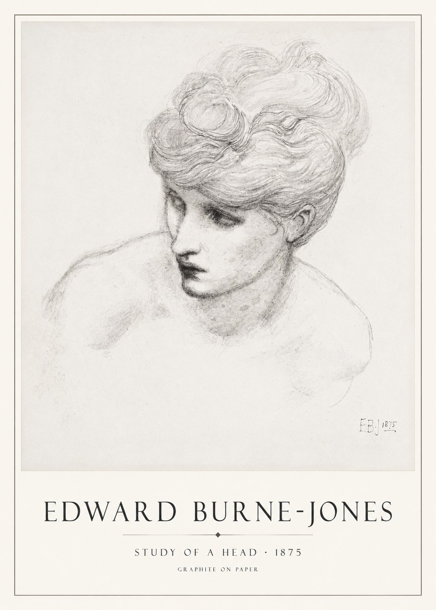 Edward Burne-Jones Study of a Head No1 - Plakat