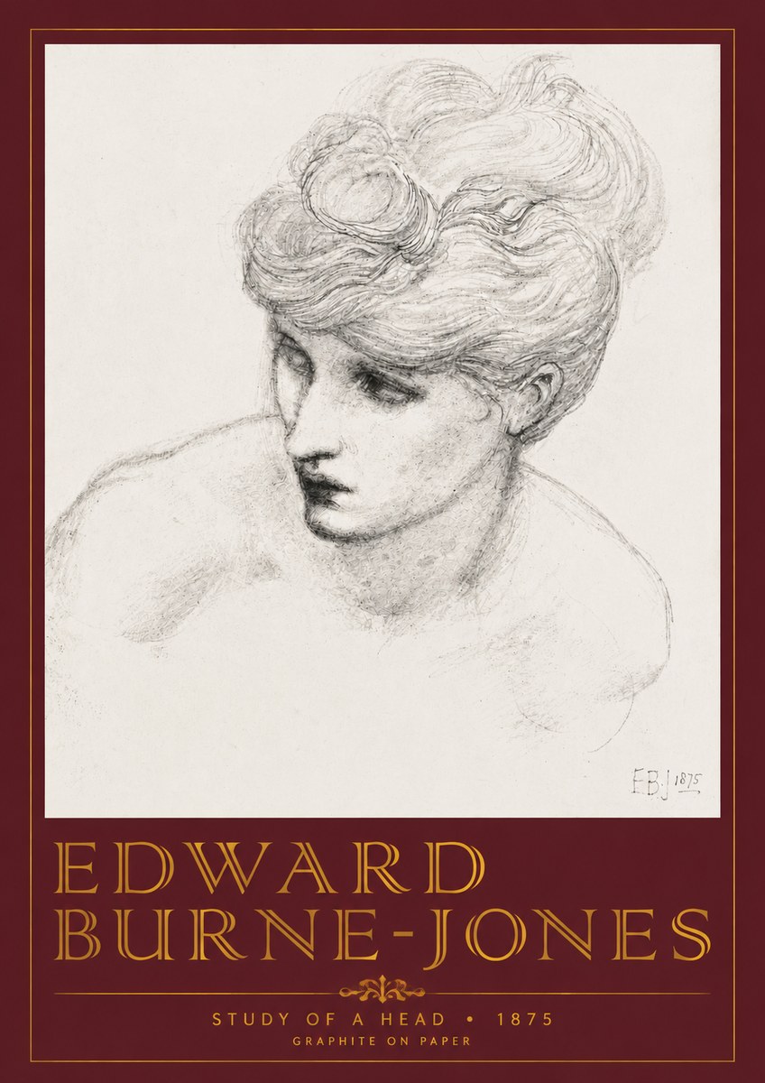 Edward Burne-Jones Study of a Head No4 - Plakat