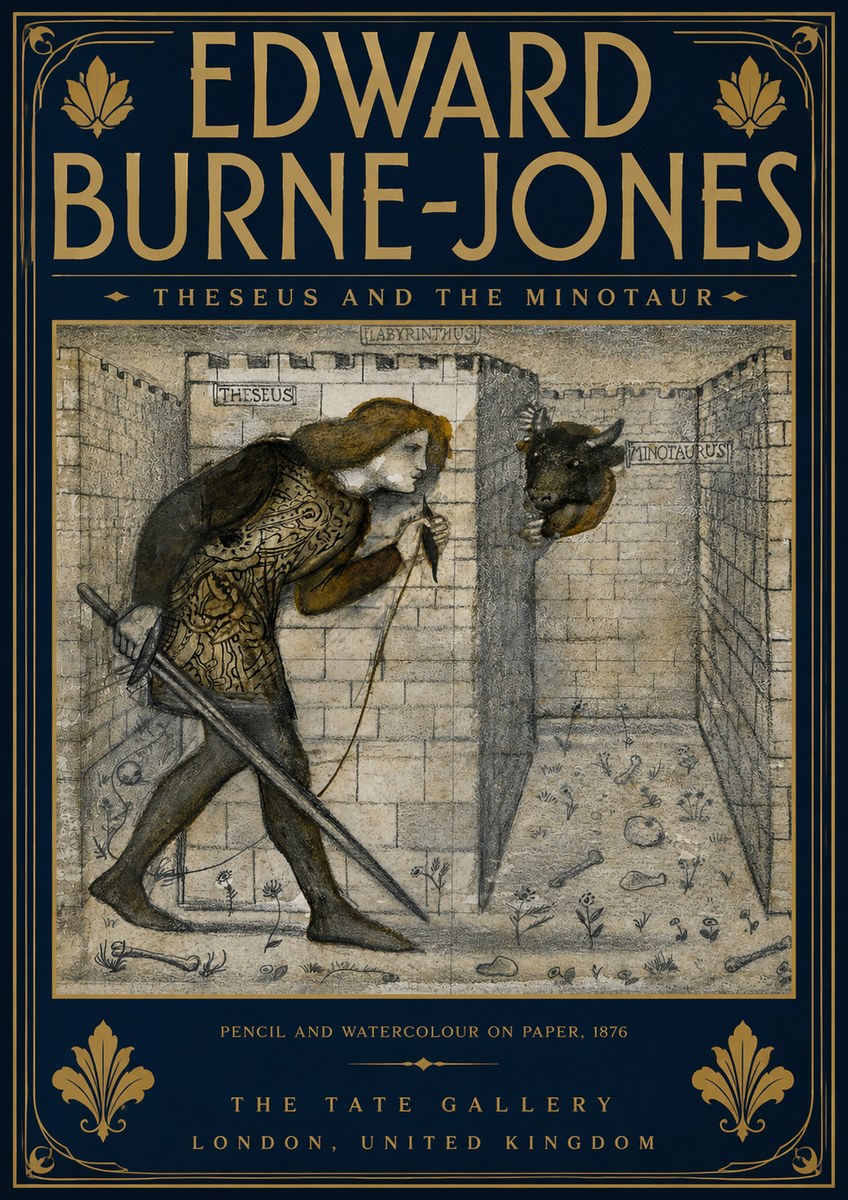 Edward Burne-Jones Theseus and the Minotaur No5 - Plakat