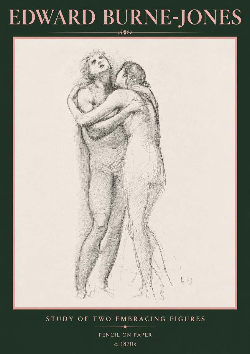 Edward Burne-Jones Study of Two Embracing Figures No5 - Plakat