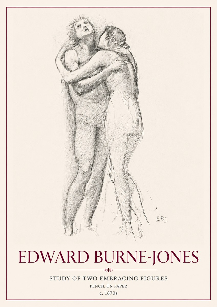 Edward Burne-Jones Study of Two Embracing Figures No6 - Plakat