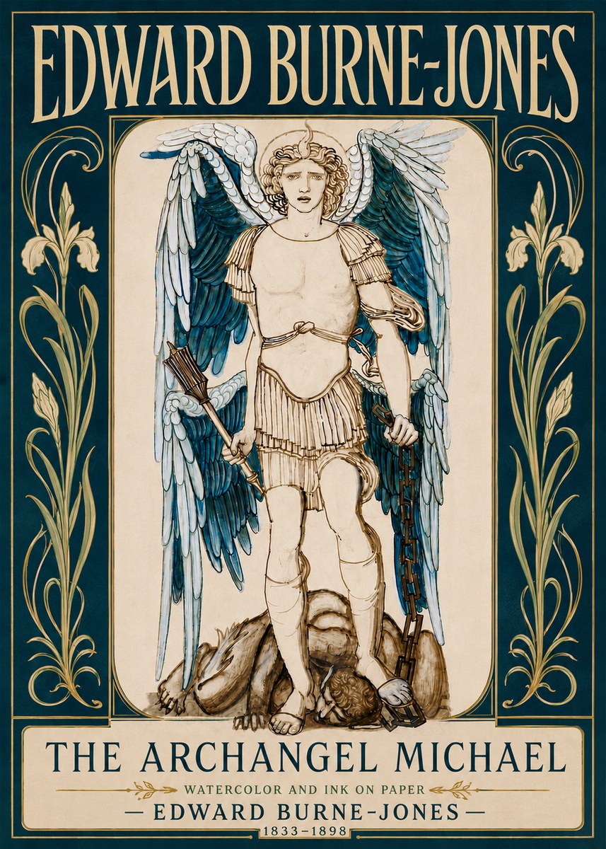 Edward Burne-Jones The Archangel Michael No6 - Plakat