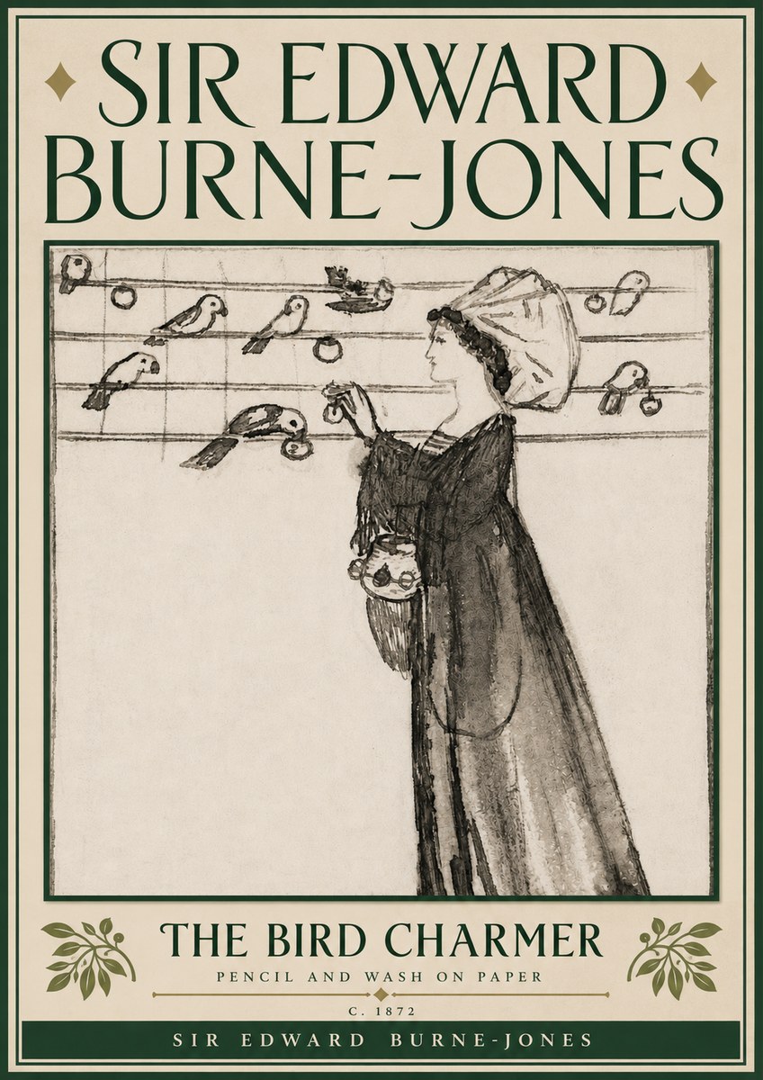 Edward Burne-Jones The Bird Charmer No6 - Plakat