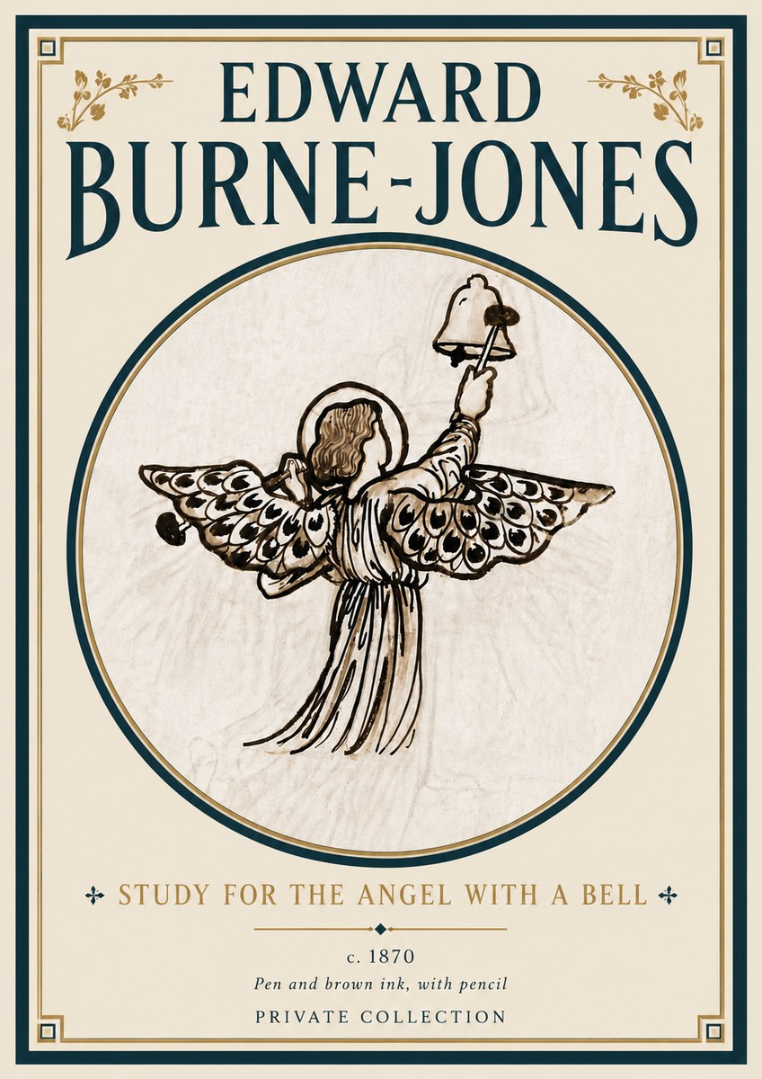 Edward Burne-Jones Study for the Angel with a Bell No6 - Plakat