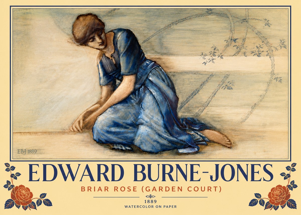 Edward Burne-Jones Briar Rose (Garden Court) No6 - Plakat