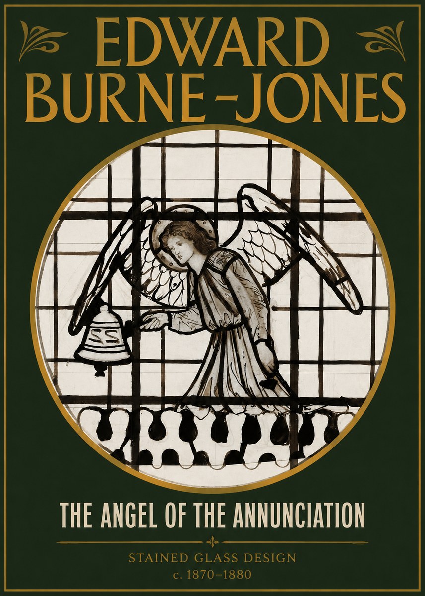 Edward Burne-Jones The Angel of the Annunciation (Stained Glass Design) No2 - Plakat