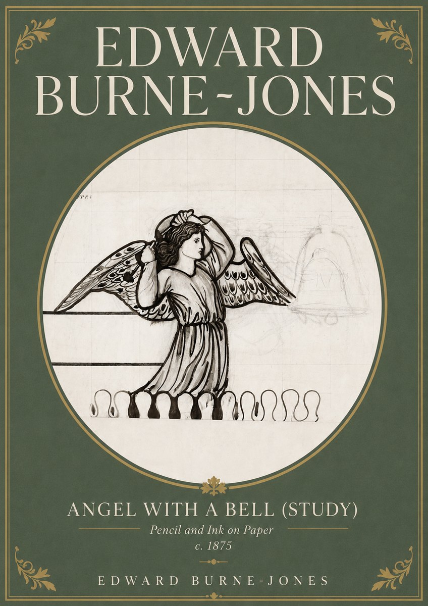 Edward Burne-Jones Angel with a Bell (Study) No4 - Plakat