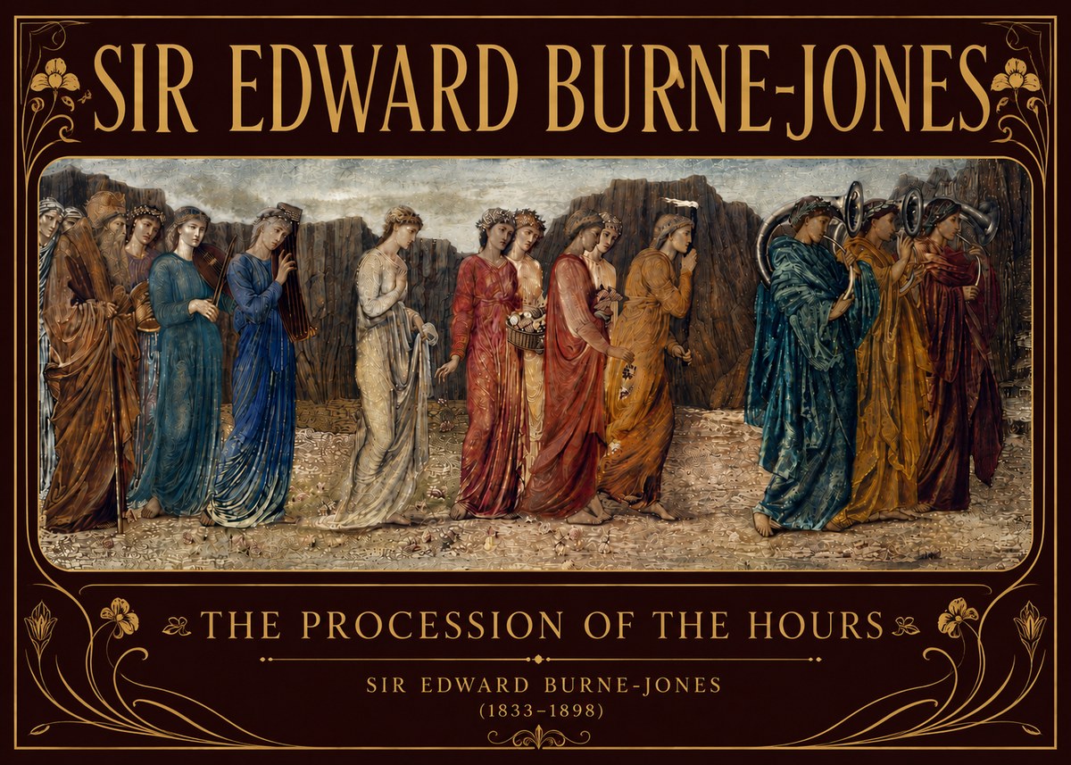 Edward Burne-Jones The Procession of the Hours No6 - Plakat