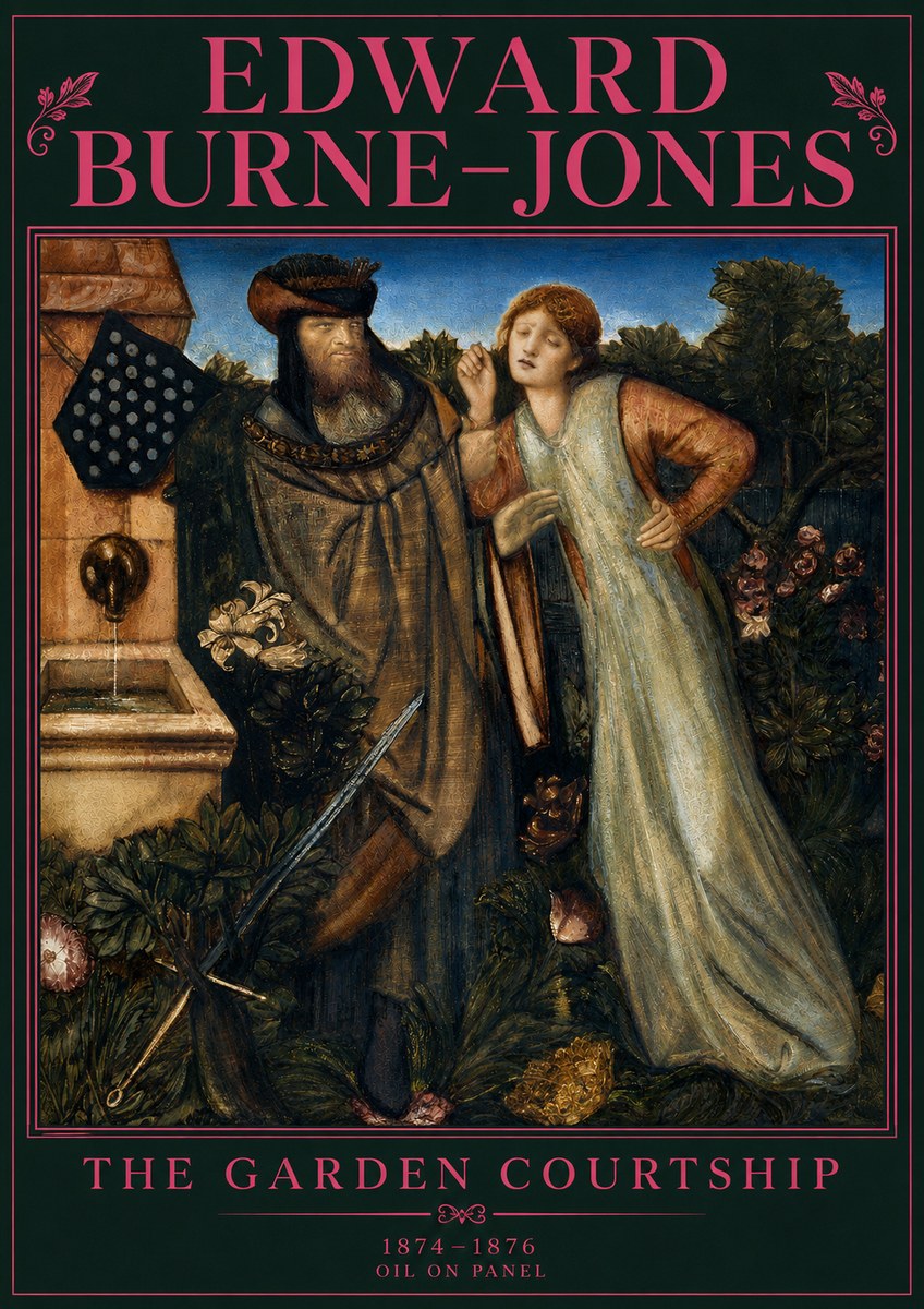 Edward Burne-Jones The Garden Courtship No4 - Plakat